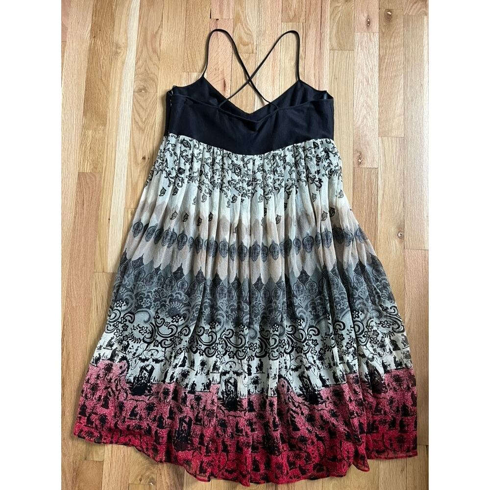 Laundry Regency Boho Print Silk Empire Waist Babydoll Dress Whimsigoth size 12 - Picture 2 of 9